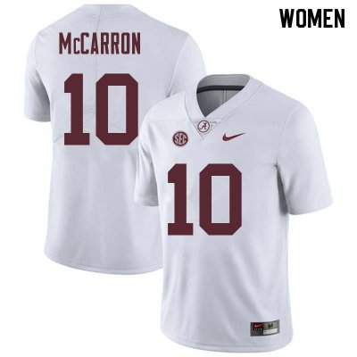 NCAA Women's Alabama Crimson Tide #10 AJ McCarron Stitched College Nike Authentic White Football Jersey VB17B44ZY